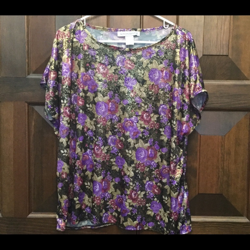 Vintage Women's Sheer Floral Blouse Top Size XL